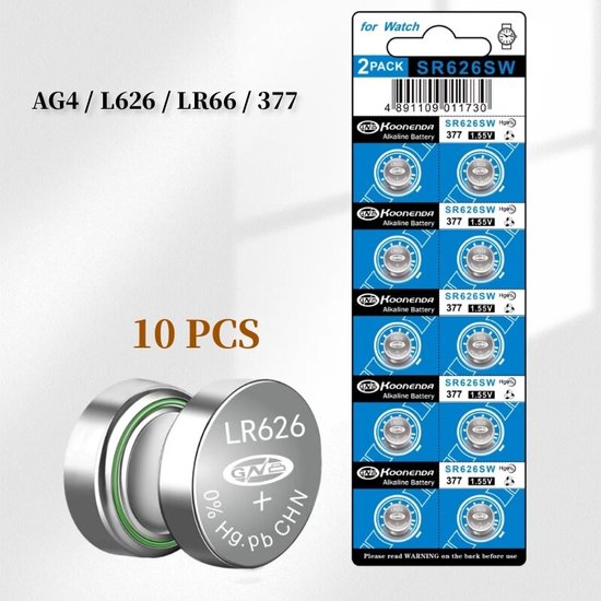 Koonenda - Horloge Batterij - SR626SW - AG4 - 377 - 1.55V - 10 Stuks