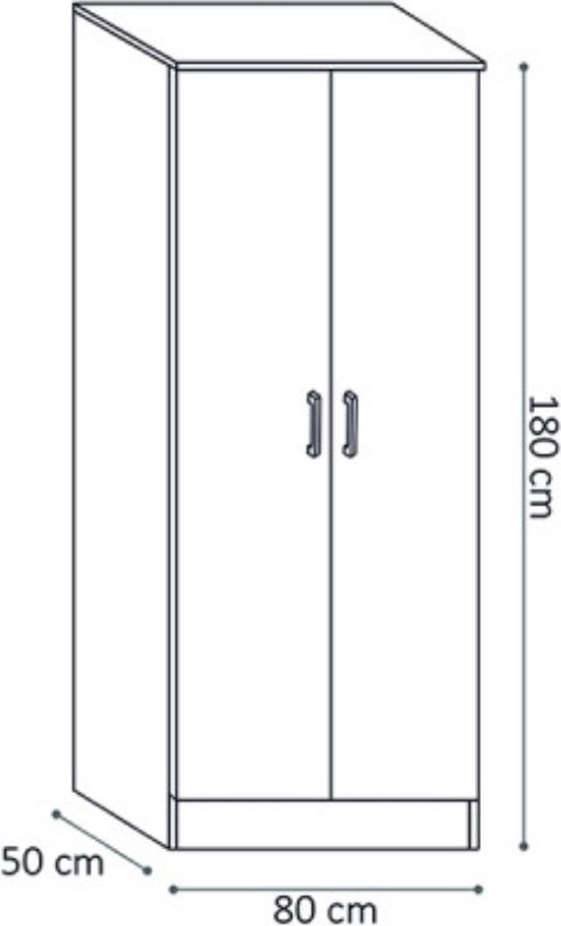 Interiax Armoire ' Amelie' 2 portes Wit (180x80x54cm)