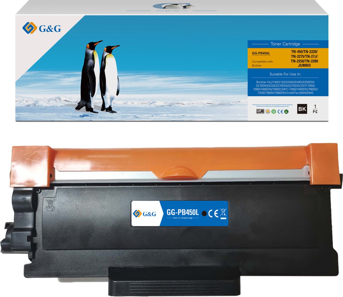 G&G compatibel alternatief voor Brother TN-2010 / TN-2210 / TN-2220 toner cartridge XXL zwart extra hoge capaciteit 5.200 pagina's