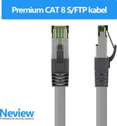 Neview - 15 meter premium S/FTP kabel - CAT 8 - 100% koper - Grijs - (netwerkkabel/internetkabel)