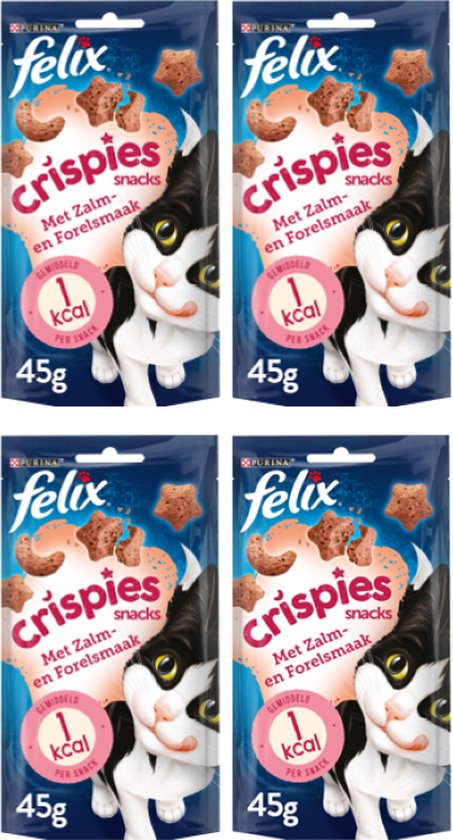 4x Felix Crispies - Zalm & Forel - Kattensnack - 45g