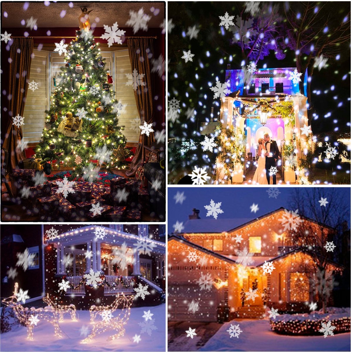 Kerst projector met timer | Sneeuwvlok | IP44 | Zwart Anna Collection