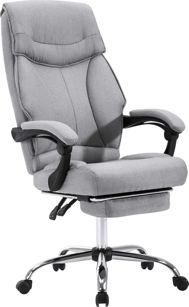 CGPN - Bureaustoel Managerstoel Bureaustoel Draaistoel Computerstoel met voetensteun met kantelfunctie In hoogte verstelbare stoffen bekleding Lichtgrijs