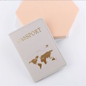 Wereldkaart Premium Lederen Paspoorthoes - Paspoorthouder - Paspoort Protector - Grijs