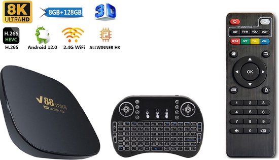 V88 Smart Tv Box - 8 Go + 128 Go - Android 12.0 - Télécommande incluse -  Clavier sans... | bol.com