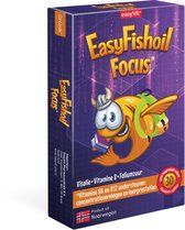 Easyfishoil Focus Omega-3 visolie voedingssupplement met Choline, vitamine B6, vitamine B11 (foliumzuur) en B12. Zachte kauwgellies ter ondersteuning van het concentratievermogen en leerprestaties van kinderen