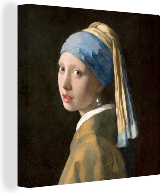 Canvas - Schilderij Meisje met de parel - Schilderij - Oude meesters - Vermeer - 20x20 cm - Kamer decoratie - Woonkamer