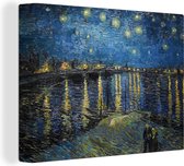 Schilderijen op canvas - Sterrennacht boven de Rhône 120x90 - Kamer decoratie accessoires - Schilderij woonkamer - Oude meesters wanddecoratie slaapkamer - Muurdecoratie keuken - Wanddoek Vincent van Gogh - Woondecoratie - Woonaccessoires