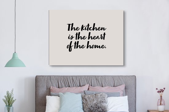 Tableau sur toile Citations - Cuisine - Dictons - La cuisine est le cœur de la maison - À la maison - 160x120 cm - Décoration murale XXL