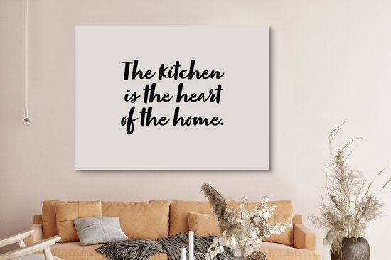 Tableau sur toile Citations - Cuisine - Dictons - La cuisine est le cœur de la maison - À la maison - 160x120 cm - Décoration murale XXL
