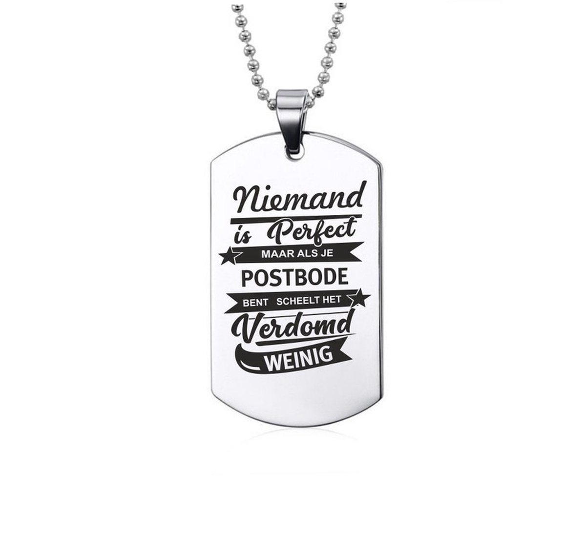 Ketting RVS - Niemand Is Perfect - Postbode