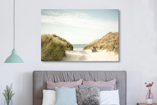 Toile Peinture Plage - Dune - Ciel - 150x100 cm - Décoration murale
