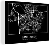 Canvas Schilderij Plattegrond - Eindhoven - Kaart - Stadskaart - 40x30 cm - Wanddecoratie