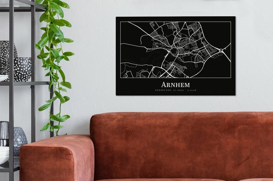 Canvas Schilderij Stadskaart - Arnhem - Plattegrond - Kaart - 60x40 cm - Wanddecoratie