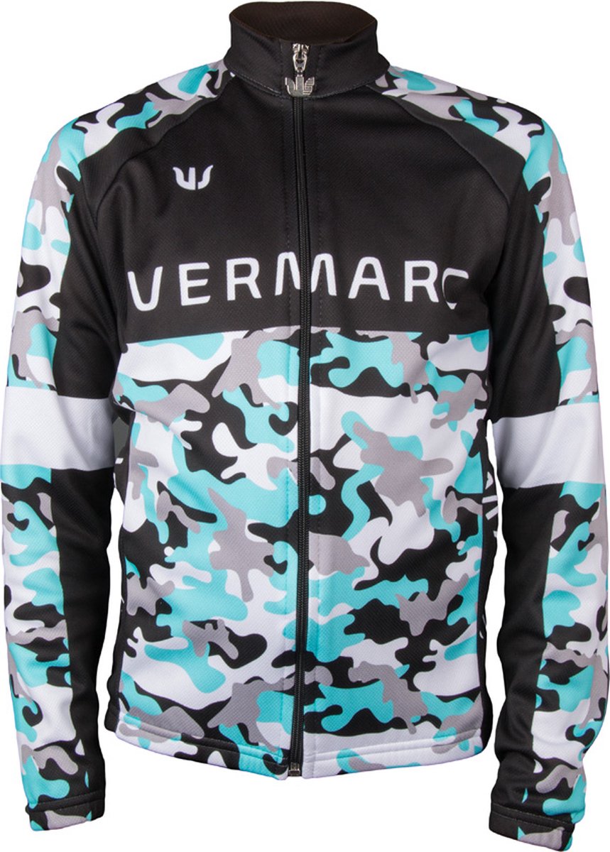 Vermarc Fietsshirt lange mouwen Kinderen Zwart Camouflage CAMPO Maat 8 Jaar