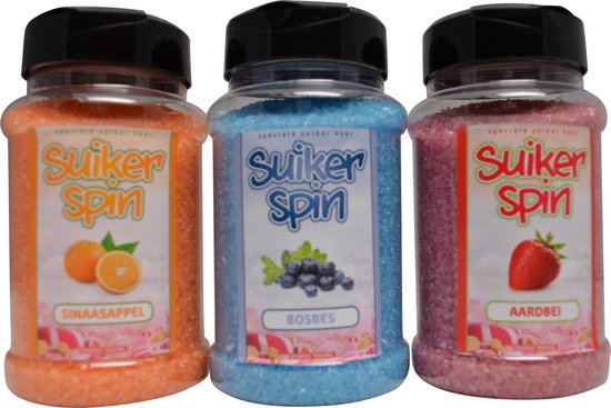 Accessoire voor suikerspinmachine - Suikerspinsuiker fruitmix 2 - 3 x pot á 400 gram — afbeelding 2