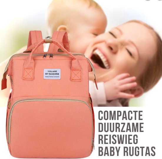 Foto: Roos luiertas rugtas reiswieg opvouwbaar multifunctionele 2 in 1 babytas travel camping reisbed rugzak baby bed wieg tas rose