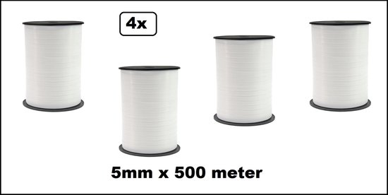 4x Krullint wit 5mm x 500meter - Vernieuwd, nu met folie beschermlaag om de verpakking