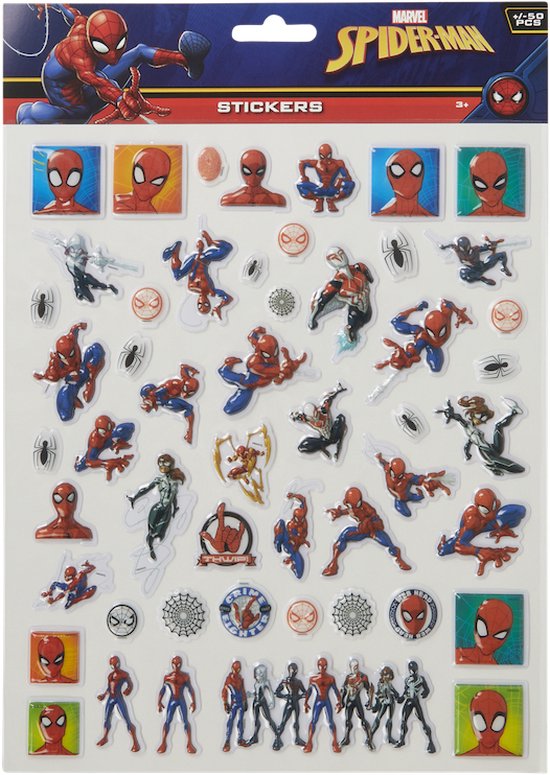 MARVEL SPIDER-MAN BUBBEL STICKERS - SPIDERMAN 50 STICKERS | bol.com