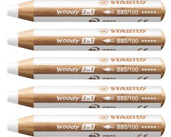 STABILO Woody 3 in 1 - Multitalent Potlood - Wit - Doos Met 5 Stuks