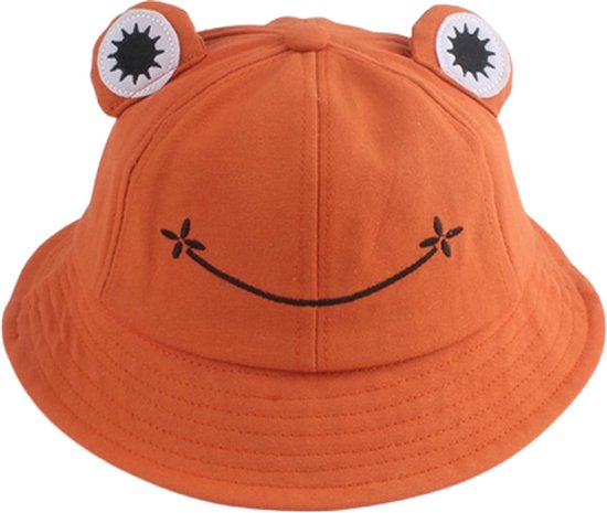Vissershoedje kikker - Bucket Hat - Hoed - Festival - Volwassenen - Dames - Heren - Katoen - oranje