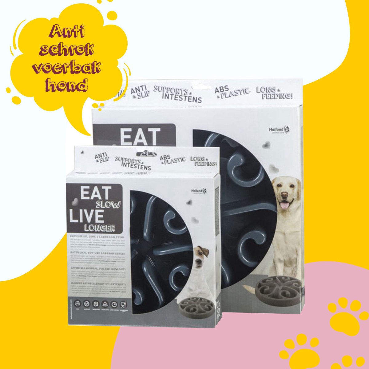 Eat Slow Live Longer Original Voerbak antischrok voerbak Slow feeder voor honden...