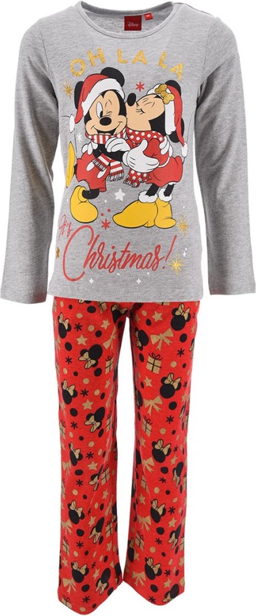 Disney - Pyjama Minnie en Mickey Mouse Kerst - grijs - maat 104