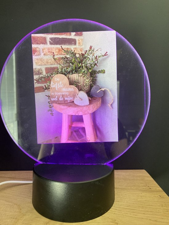 Led verlichting plexiglas met foto - voor de allerliefste mama - ook mogelijk met eigen foto - moederdag cadeautje