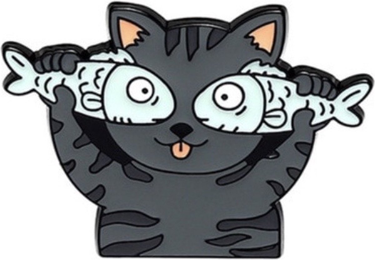 Katten pin visjes - kattenpin - kledingspeld - kattenspeld - katten speld - kledingspeld - katten pin - katten accessoire