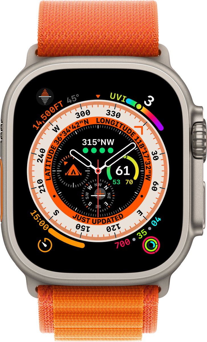 Apple Watch Ultra 4G/LTE Sporthorloge 49mm Titanium Oranje - Apple - €397,00