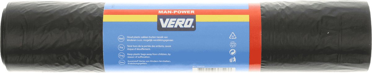 Vero® | 6 rollen met ieder 10 Containerzakken | 240 liter | 60 stuks | gerecycled | rolcontainer