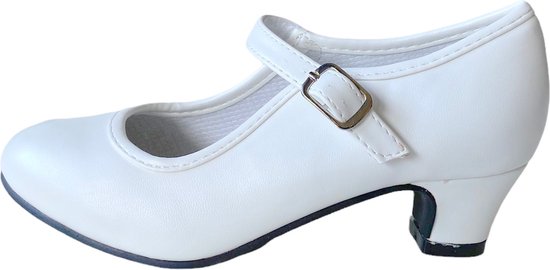 Dan etiket Huiswerk maken Prinsessen schoenen / Spaanse schoenen wit - maat 35 (binnenmaat 22,5 cm)  bij jurk | bol.com