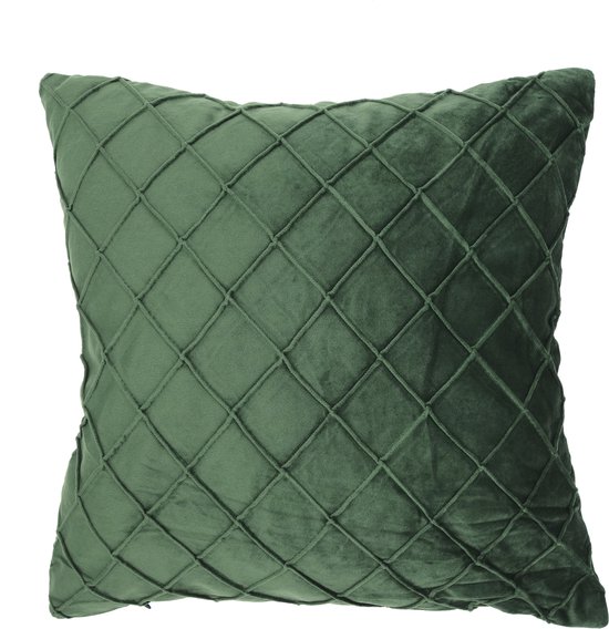 Fluwelen kussenhoes | Ruit structuur | Velvet | Fluweel | Groen | 44 x 44 cm | 100% polyester