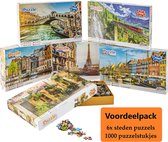 Grafix Voordeelpack 6x Puzzel 1000 stukjes volwassenen | Verschillende steden puzzels  | Afmeting 50 X 70 CM | Legpuzzel