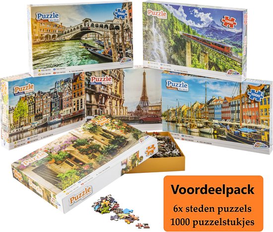 Van Jong Bezwaar Grafix Voordeelpack 6x Puzzel 1000 stukjes volwassenen | Verschillende  steden puzzels... | bol.com