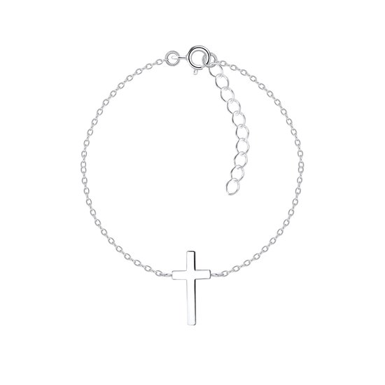 Joy|S - Zilveren kruis armband - egaal gepolijst - t22