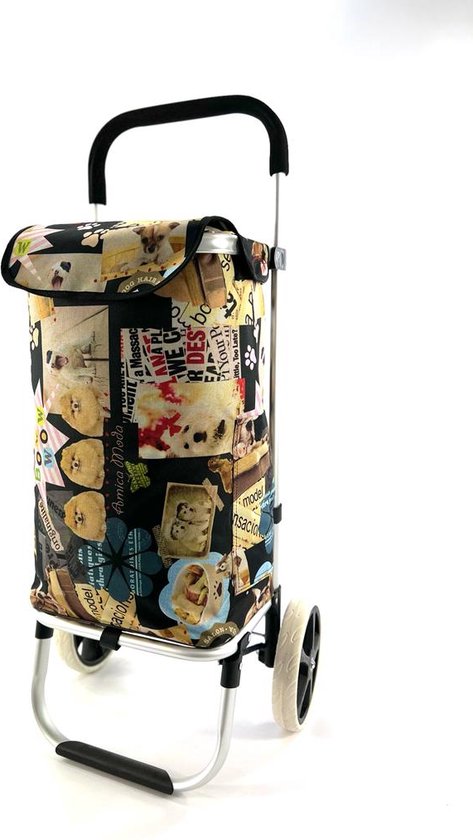 Five Boodschappentrolley van aluminium, opvouwbaar, 2 wielen, grote capaciteit, 51 l, mosterdgeel