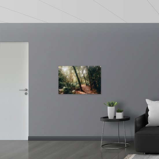 WallClassics - Sticker Muursticker - Chemin Forestier dans une Forêt Tropicale - 90x60 cm Photo sur Sticker Muursticker