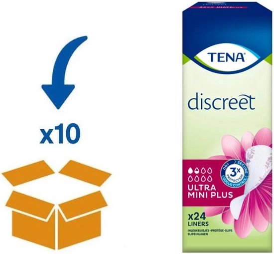 TENA Discreet Ultra Mini Plus inlegkruisjes - 10 pakken á 24 stuks - TENA