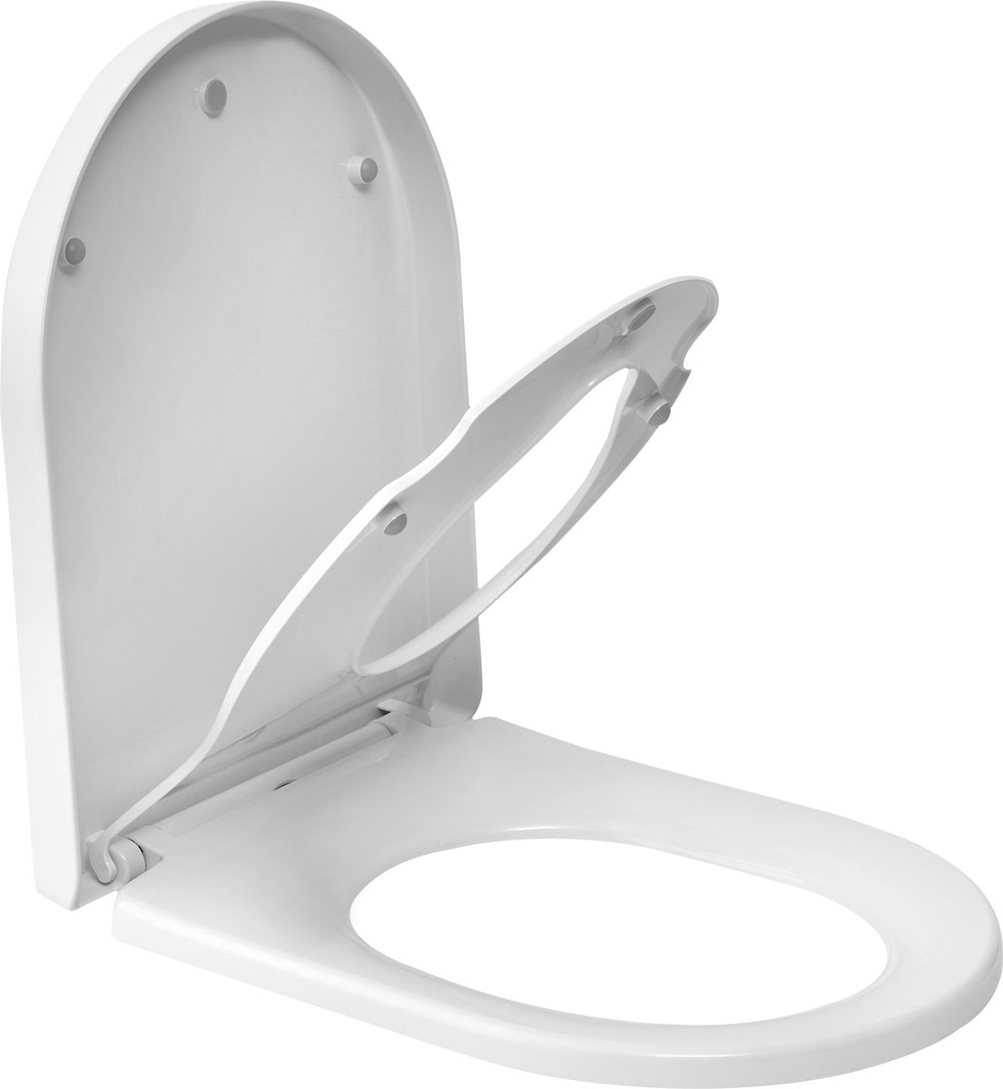 Kamyra® Antibacteriële Toiletbril met Verkleiner & Softclose - Voor Volwassenen/Kinderen - Toiletbrillen, WC Bril, Brillen, Toiletzitting - D-Vorm - 45.4x36.1 cm - Wit