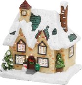 Kerstdorp kersthuisjes huis met verlichting 9 x 11 x 12,5 cm - Kerstversiering/kerstdecoratie