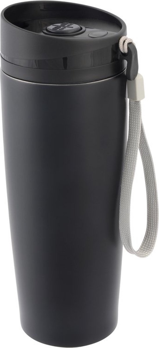 RVS Thermosbeker - Koffie/Thee reisbeker - Isoleerbeker - zwart - 380 ml - warme dranken