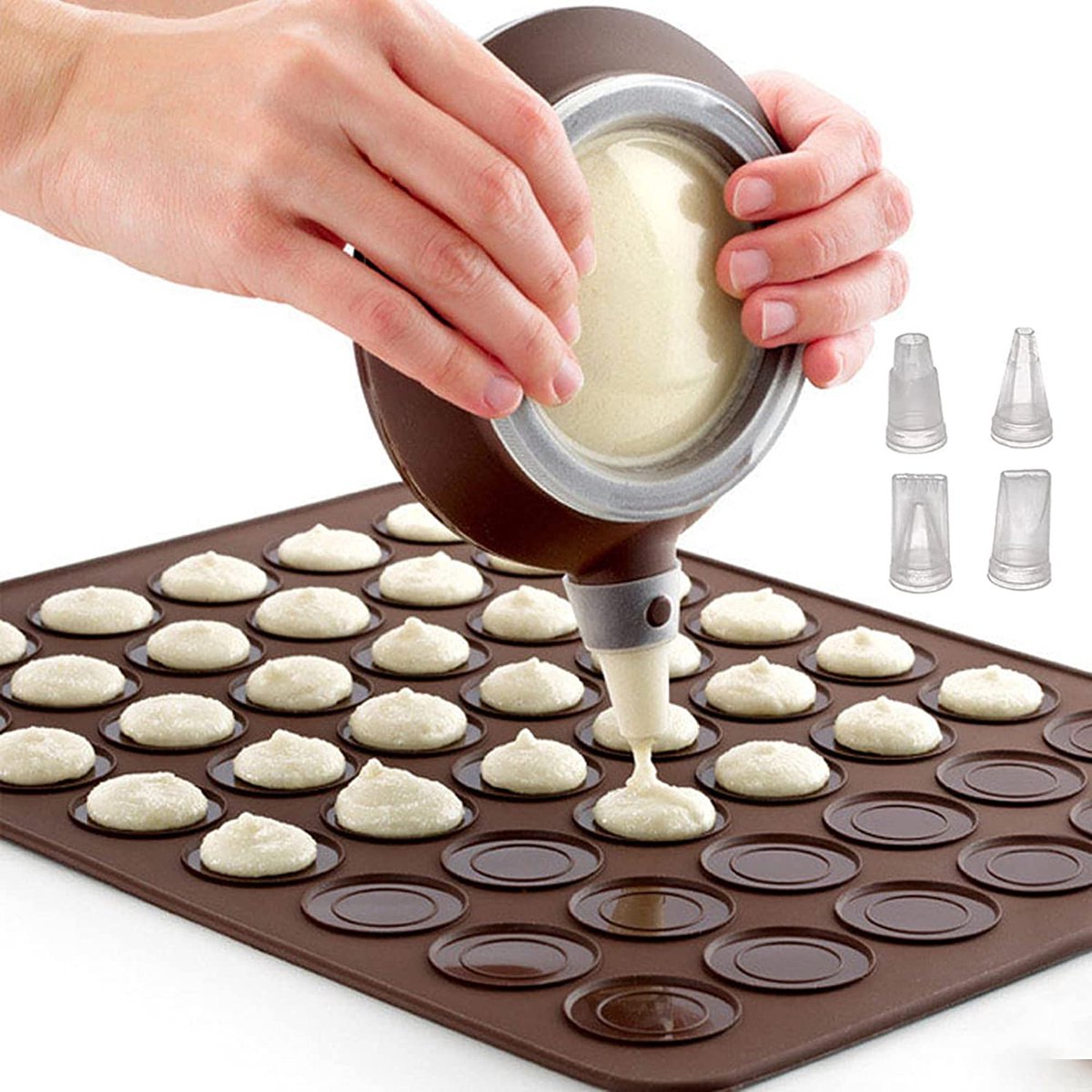 Macaron Maker Set - Moule en Siliconen pour 48 macarons - Poche à