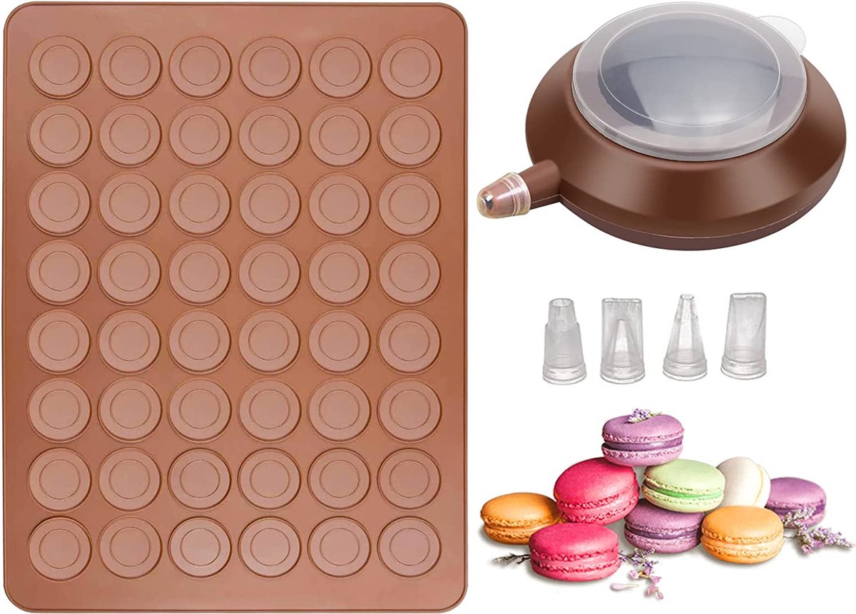 Macaron Maker Set - Siliconen vorm voor 48 macarons - Herbruikbare Spuitzak - Macaron bakmat - Decoratie Pen
