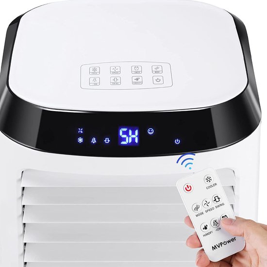 HOMCOM 3-in-1 Mobiele Airconditioning Met Luchtbevochtiging Waterkoeling 15 L 60 Graden Oscillerende Airconditioner 65 W Luchtkoeler Met 8 Uurs Timer Afstandsbediening Gebruiksruimte 20