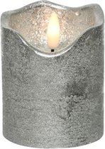 Lumineo LED Licht Vlam - Kaars effect - flikkerende vlam- zilver dia7cm x 9cm - met timer