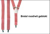 Bretel rood/wit geblokt 3cm - Bretels festival thema feest party fun