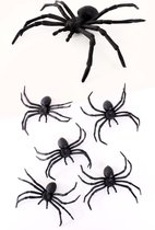 60x Big Zwarte spinnen 10cm - Halloween griezel horror creepy spin Festival thema feest