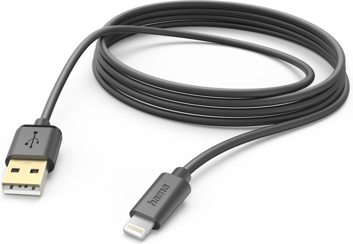Hama 00201582 USB-kabel 3 m USB 2.0 USB A Lightning Zwart