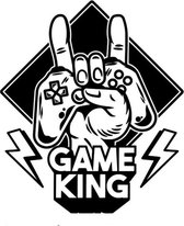 Raam Deur Muur sticker van een Gamer King - Computer - Spel - Spellen - Games - Game Kleur zwart afmeting 35x40 cm bxh